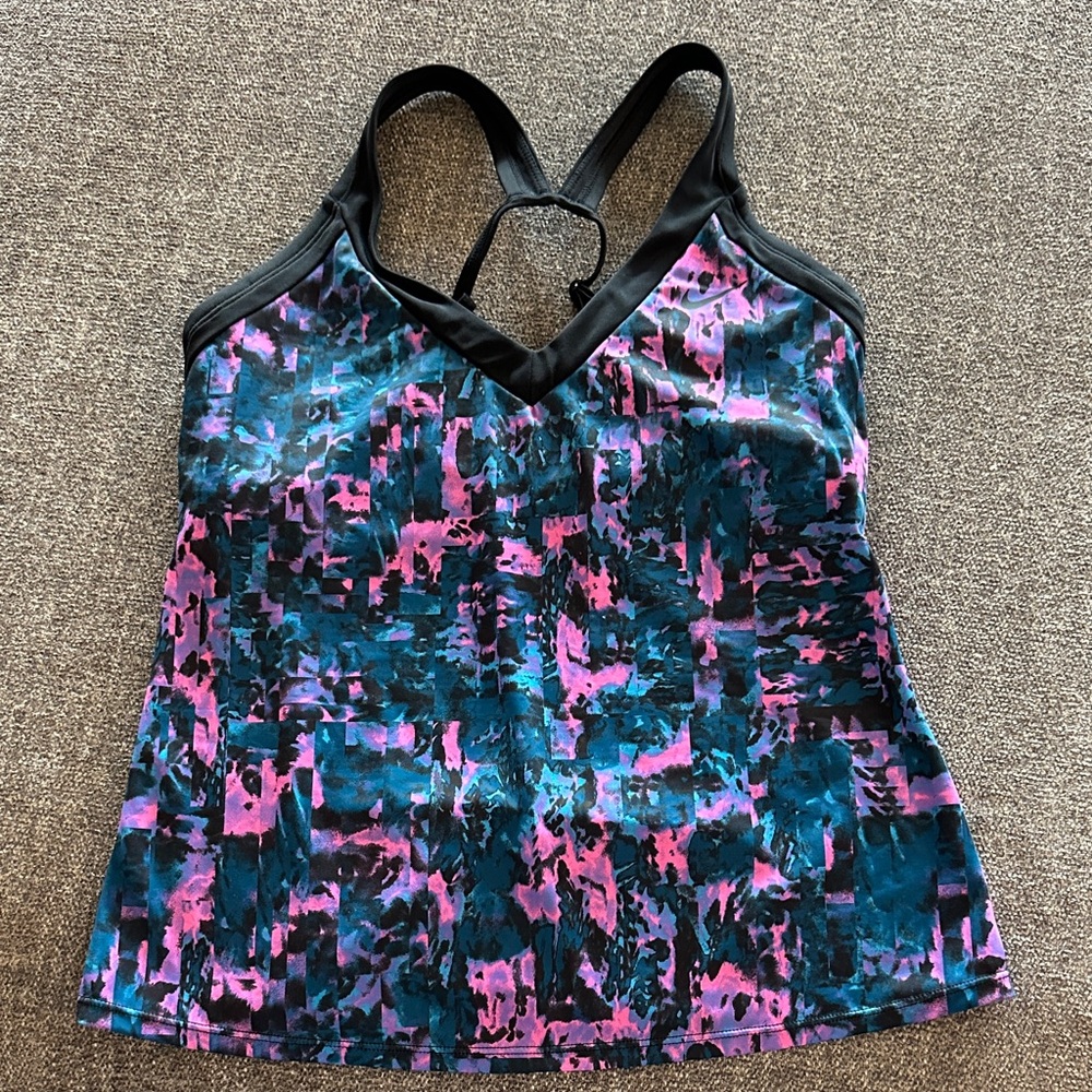 Nike Colorful Abstract Print Tankini Top size M